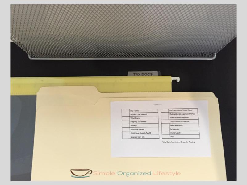 tax docs sample folder and checklist