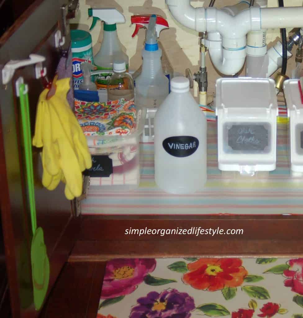 Cleaning products under the sink