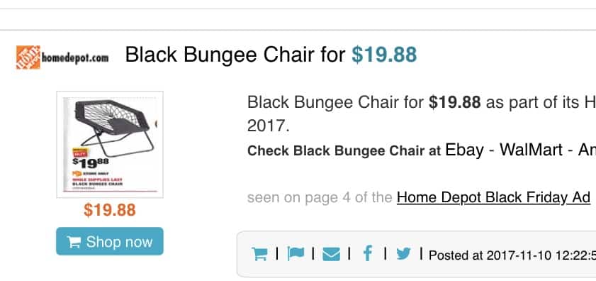 Home Depot black bungee chairs