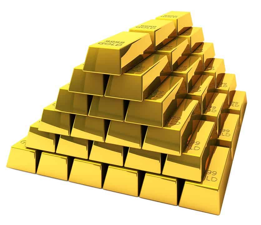 Stacks of gold bars 
